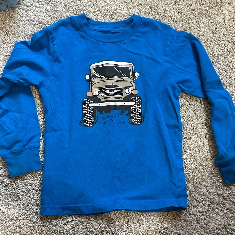Carhartt Kids Blue Long Sleeve Tee with Truck Design